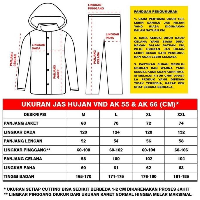 Promo Jas Hujan / Rain Coat Vnd Ori Ak 66 Bahan Tebal Anti Bocor Pira & Wanita Cod