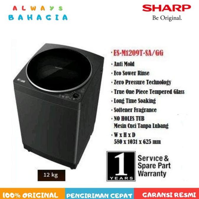 Promo SHARP MESIN CUCI 12KG ES-M1209T-GG COD