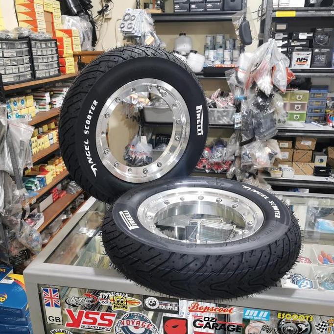 Produk Terbaik] Velg Tubeless Ring 10 Modular GS Polish set Ban Pirelli angel scooter