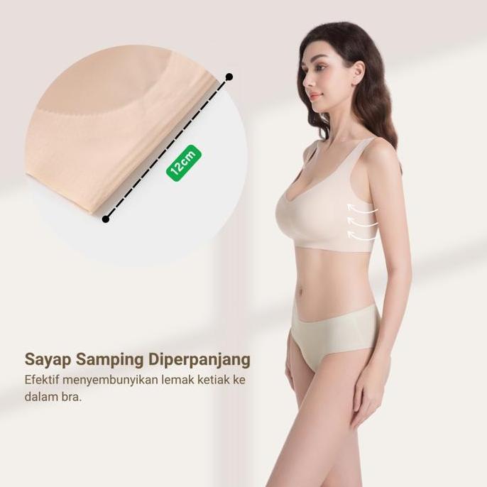 Sous- Uru [1Set] Snature Seamless Bundle Pack | Bra Tanpa Kat Anti Jiplak + Cd Nylon Beha Bh Jumbo C
