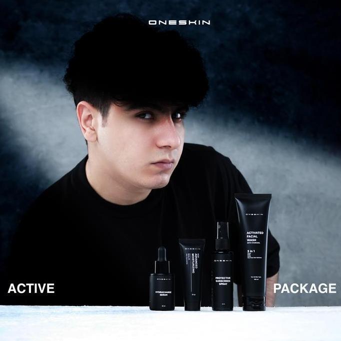 Oneskin Paket Active | Skincare Pria Dengan Perlindungan Maksimal (Facial Wash, Serum, Moisturizer &