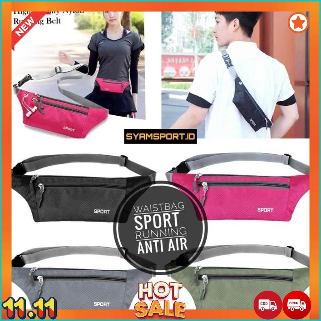 Tas Pinggang Olahraga ANTI AIR Waterproof Simpel  / Tas Running Sport / Waistbag Sport / Tas Olahrag