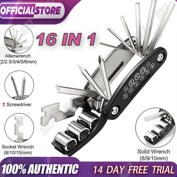 16in1 Kunci Shock Lipat mini Set Kunci Sepeda motor 16 Tools 16in1 Kunci 8 9 10 ring pas L Obeng