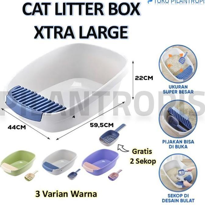 Catpic- Litter Box Kucing Jumbo Xl Tempat Pup Bak Kotak Pasir Kucing Liter Box