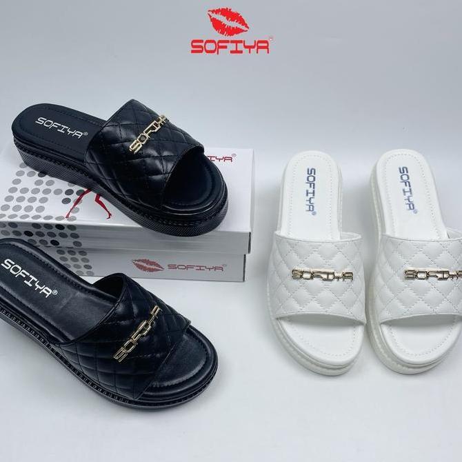 New - 2005 - 3 Sofiya Sandal Flat Wanita Sendal Indoors Outdoors Summer Dengan Hiasan Label Eksklusi