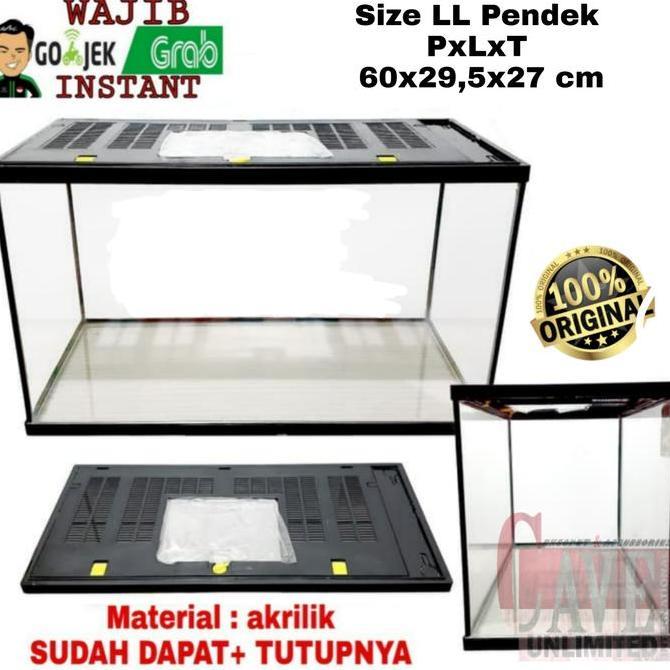 Deepanim- Terrarium Gex 60 Cm Nikita Ll Pendek Ceper Kandang Reptile + Tutup