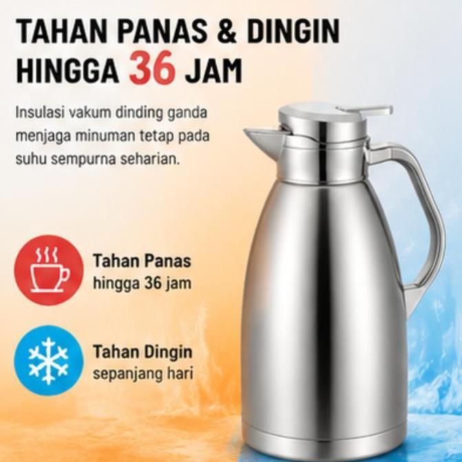 TERBARU - Termos Vakum 2,3L dengan Corong Bentuk Paruh Bebek, Ketel Stainless Steel 304, Botol Air R