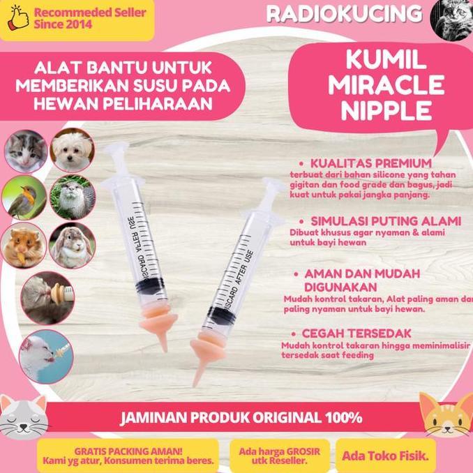 KUMIL MIRACLE NIPPLE Dot Kecil Dot Alat Bantu Susu Bayi Kucing Kitten [JUWIES RADIO KUCING]