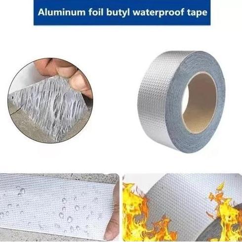 Creo- Lakban Anti Bocor 5M 10M 20M Lem Anti Air Alumunium Foil Butyl Super Terproof Tape Tambal Silv