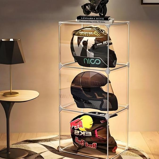 31.5x33x45CM large Size Helmet StorageTransparent Acrylic Doll Handbag Display CosmeticOrganizer Sto