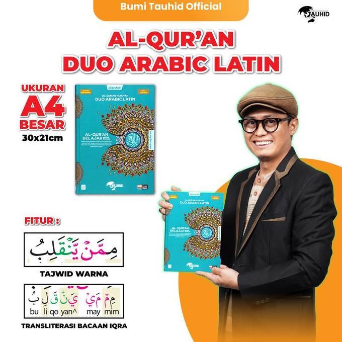 [CUCI GUDANG] Al Quran Duo Arabic Latin A4 Mushaf Besar Transliterasi dan Bacaan Iqro Untuk pemula