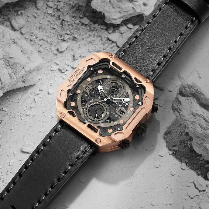 Watch- Evans Jayden Jam Tangan Pria 9596 Kulit Kaca Sapphire Chronograph Ter Resistant 10 Atm Stainl