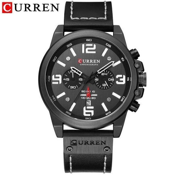 Watch- Jam Tangan Pria Analog Tali Kulit Chronograph Curren 8314