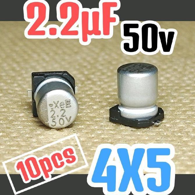 10PCS SOLID KAPASITOR CAPASITOR ELKO ELCO SMD 50V 50 V 2,2 UF 2,2UF 2.2 UF 2.2UF 50V 50 VOLT 4X5 ORI