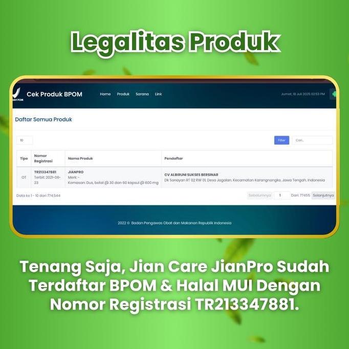 Jian Care Jianpro Herbal Original 60 Kapsul Bpom