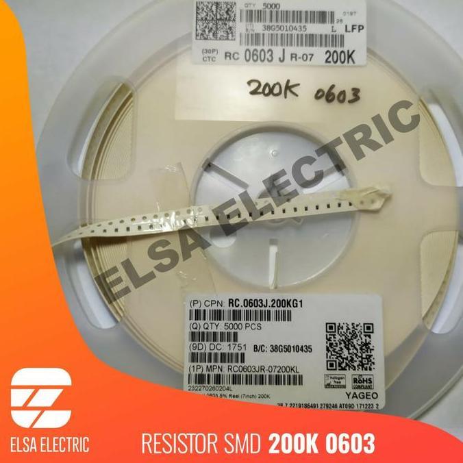 RESISTOR SMD 0603 200K 5% 1/10W