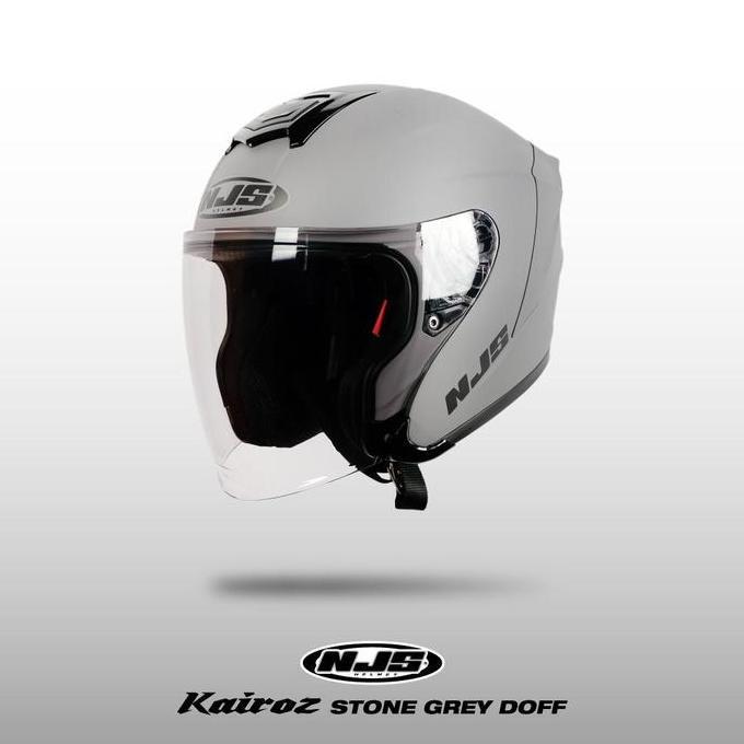 Metz- Njs Kairoz Stone Grey Gloss/Doff - Helm Half Face | Kairoz | Kairoz V1 | Kairoz Polos | Kairoz