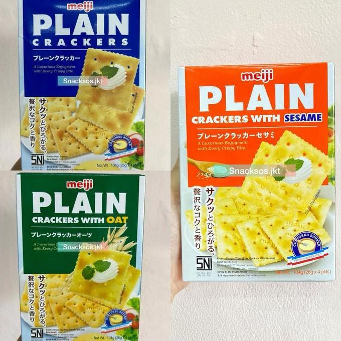 MEIJI PLAIN CRACKERS WITH OAT / PLAIN / SESAME CRACKER  JEPANG