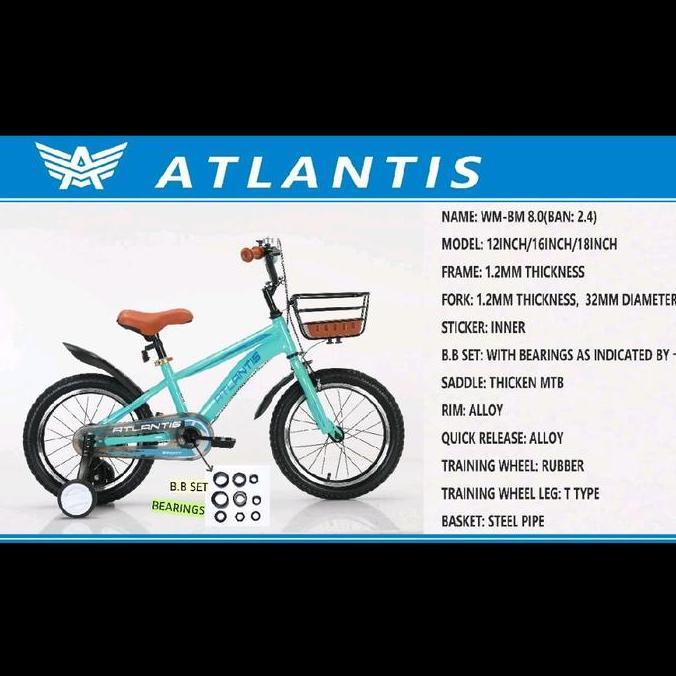 Promo Sepeda anak cowo/ cewe 12/16/18inch Atlantis 8.0YL  Outdoor Diskon
