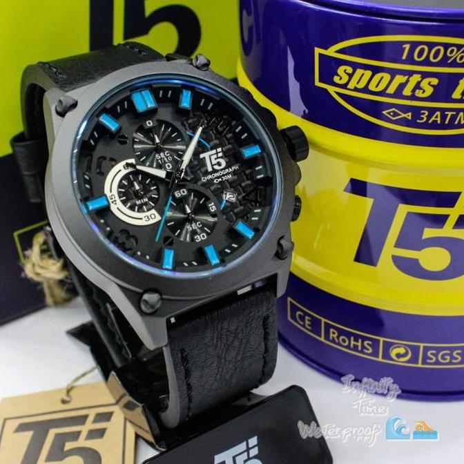 Bw- Jam Tangan T5 H3479G Pria Analog Chrono Dan Tanggal Aktif Tali Kulit Kualitas Tahan Air