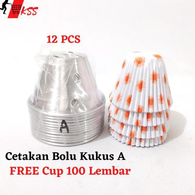 Box- 12 Pcs Cetakan Bolu Kukus A,B,C,D / Cetakan Bolu Kukus Bahan Aluminium Tinggi / Cetakan Bolu Ku