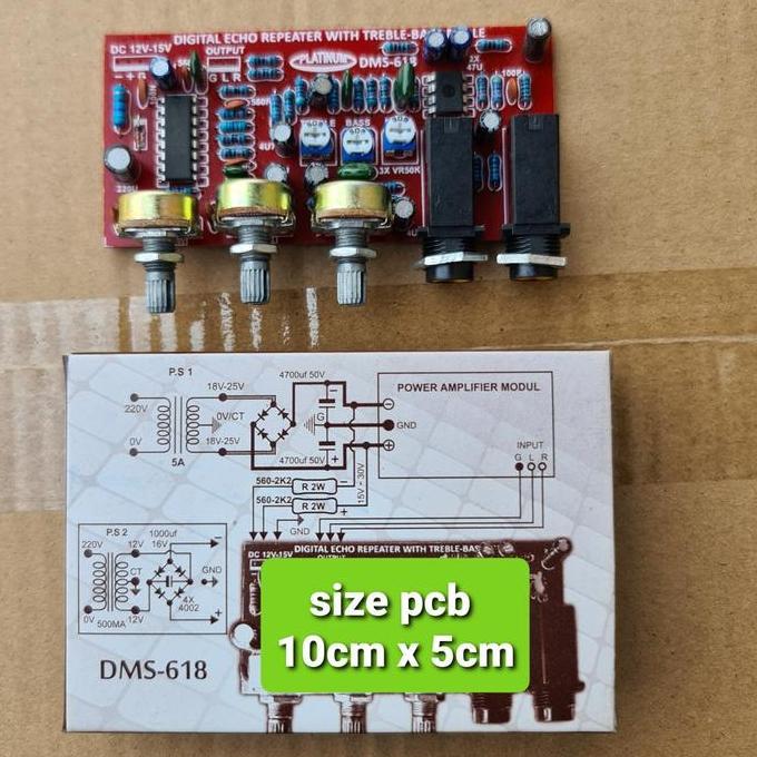 LINEAR DMS 618 KIT PCB  PRE AMP MIC DIGITAL ECHO REPEATER TREBLE MIDLE VOKAL VOCAL PLUS PENGATURAN T