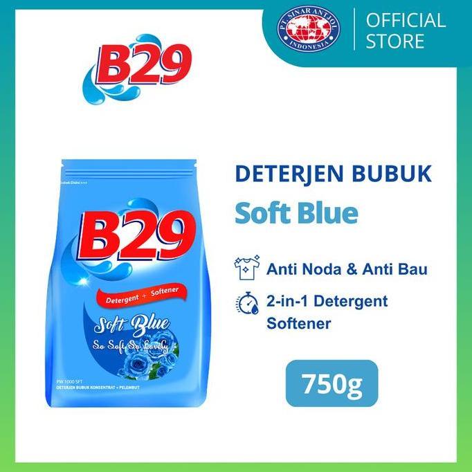 B29 Deterjen Plus Softener Blue Sabun Bubuk Powder Pencuci Pakaian