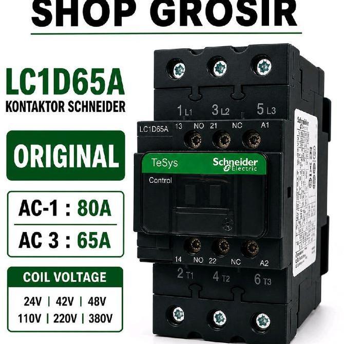 TERMURAH - Kontaktor Contactor Schneider Lc1d65AD7 Lc1d65 Koil 42v Ac 3p