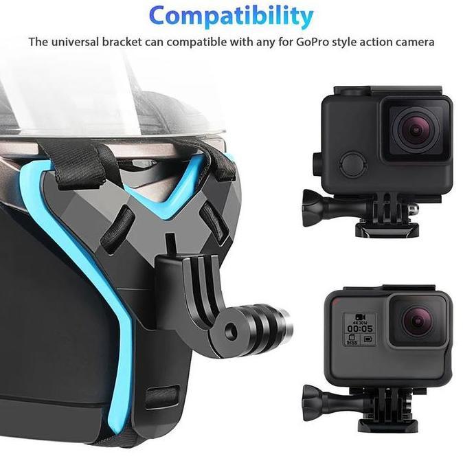 Lens- Chin Strap Mount Helmet Mounting Di Dagu Helm Sepeda Motor Untuk Gopro Xiaomi Yi Aksess Kamera