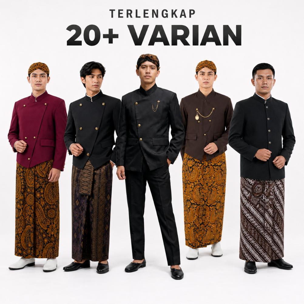 Limited [Beskap Saja] Beskap Jawa Among Hitam Warna Lengkap  - Baju Adat Koko Jas Pria Jawa Beskap J