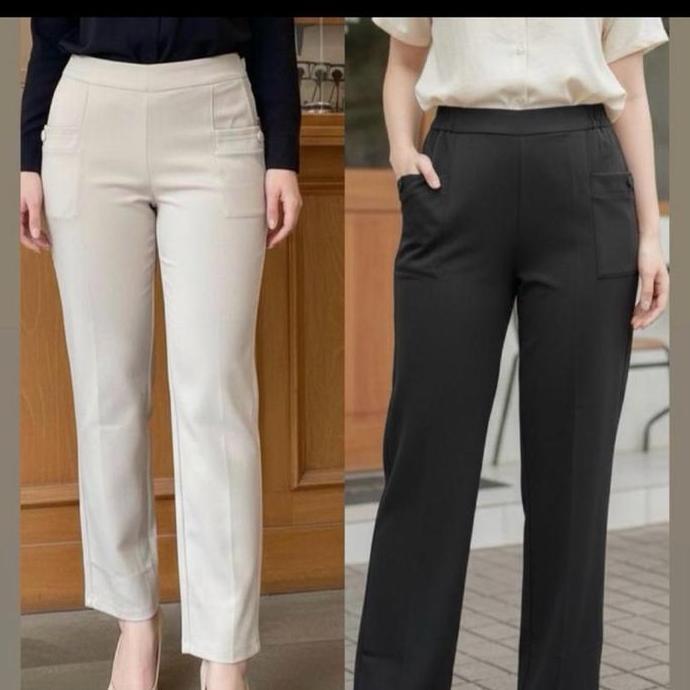 Youyou- Bynm Loose Pants - Celana Kerja Nita Double Soft Jeans Cewek Panjang