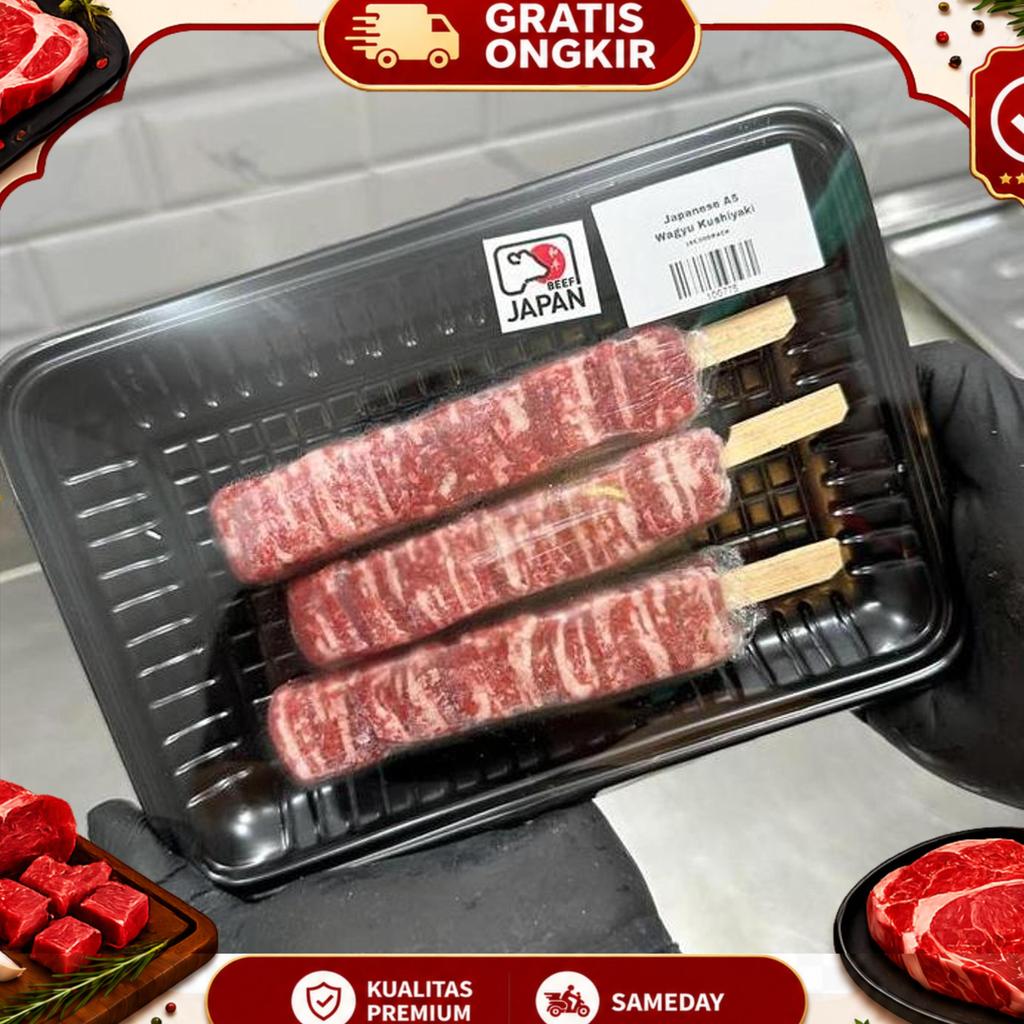 Japanese Wagyu A5 Kushiyaki - Sate Jepang Wagyu A5 (Isi 3Pcs)
