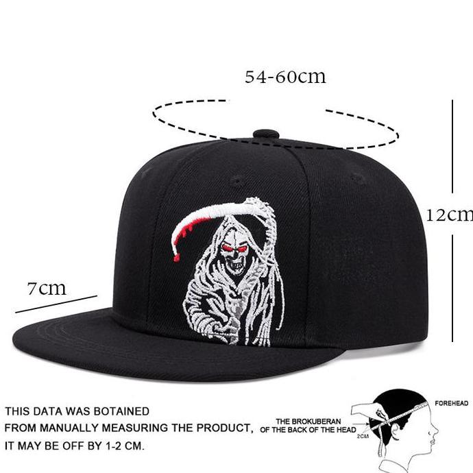 Best Seller Topi Snapback Bordir Grim Reaper Hip-Hop baseball Cap Casual Distro Fashion Pria Wanita 
