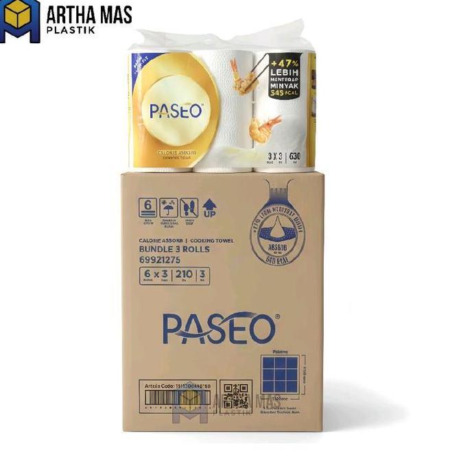 Grosir Tissue Kitchen Paseo Calorie Absorb Towel 3 Roll / 1 Dus Isi 6