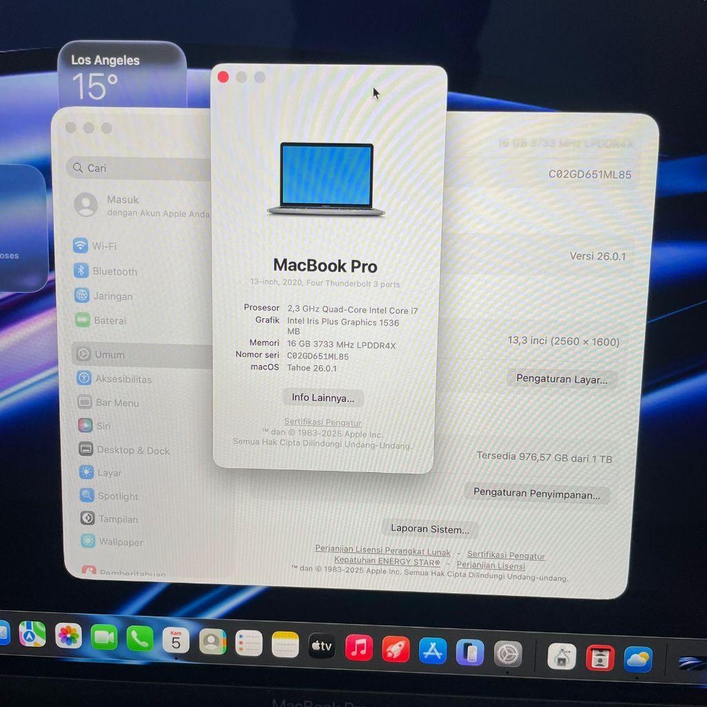 Macbook Pro 2020 Core I5 I7 2020 Retina 13 Inch Ram 16 Ssd 1Tera Mulus Second