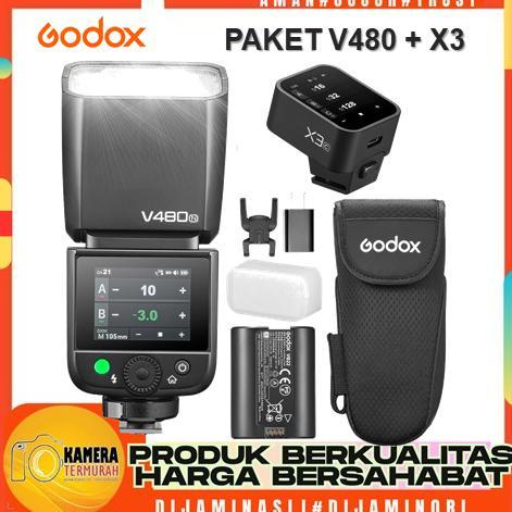 Paket Godox V480 TTL On-Camera Flash Godox V480+ GODOX X3 Original