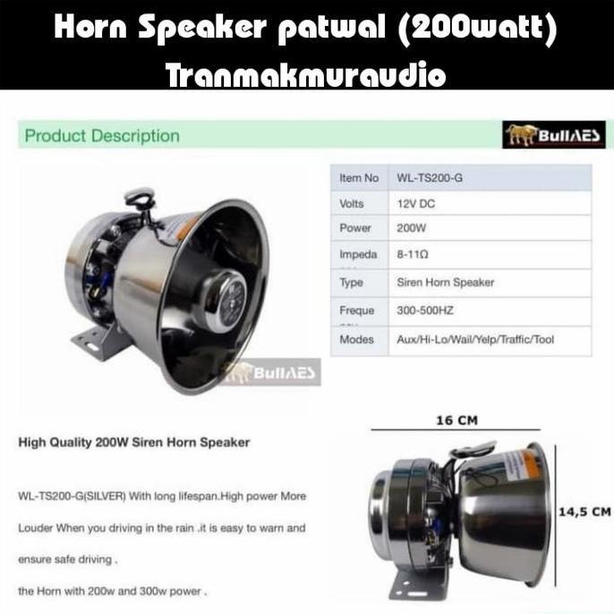 * Speaker Sirine Patwal Ts200-N (200Watt) Bulat *