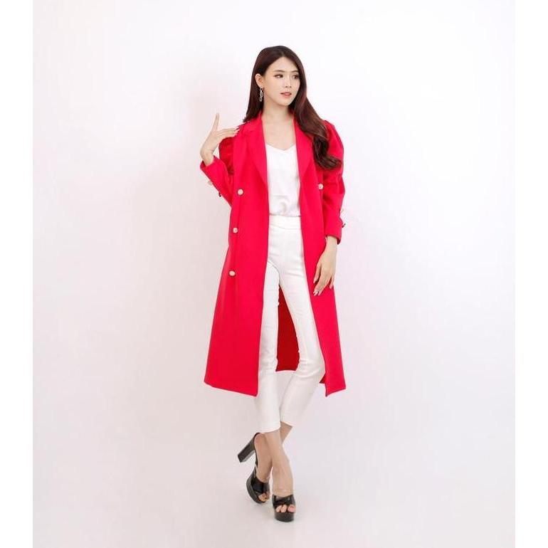 5362 # New Long Coat All Size Bahan Scuba Premium  Polos Blazer Wanita  Casual  Atasan Panjang Kerja