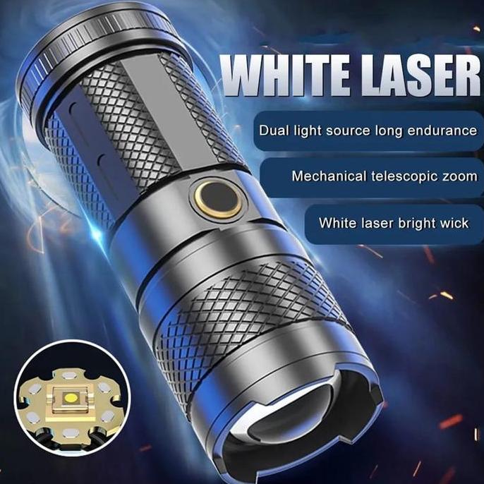 kaviartyqu77  - senter kuat led super terang senter luar ruangan usb senter led laser  / senter cas 