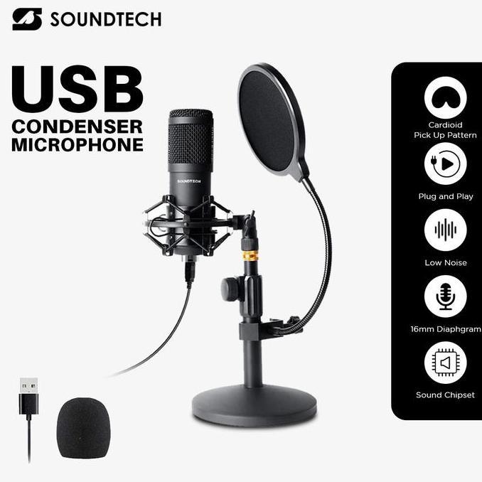 Jasilbeny - SOUNDTECH ST-800 USB Condenser Microphone 192kHz 24bit Plug & Play | Mic Podcast Streami