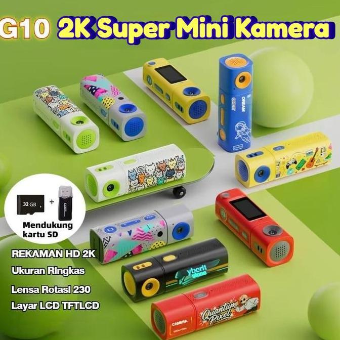 KOYGONJR Kamera Olahraga Mini 2K Kamera Digital Gantung Super Kecil, Cocok untuk Vlog, Rekam Aktivit
