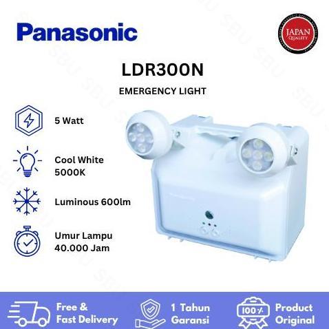 JAVIMAR_64 - PANASONIC LDR300N LAMPU DARURAT LED 5 WATT COOL WHITE 5000K 600 LM AUTO CUT-OFF CHARGIN