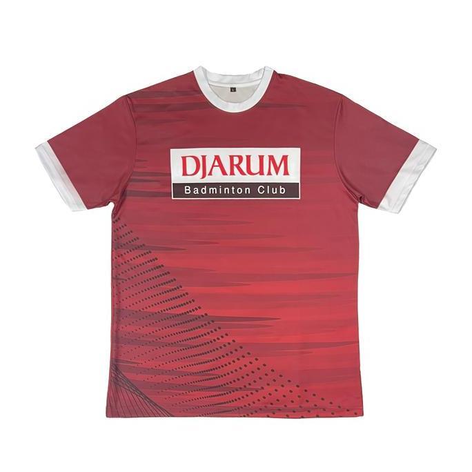 Jersey Badminton PB Djarum Sublim Red Jersey Olahraga Dry Fit