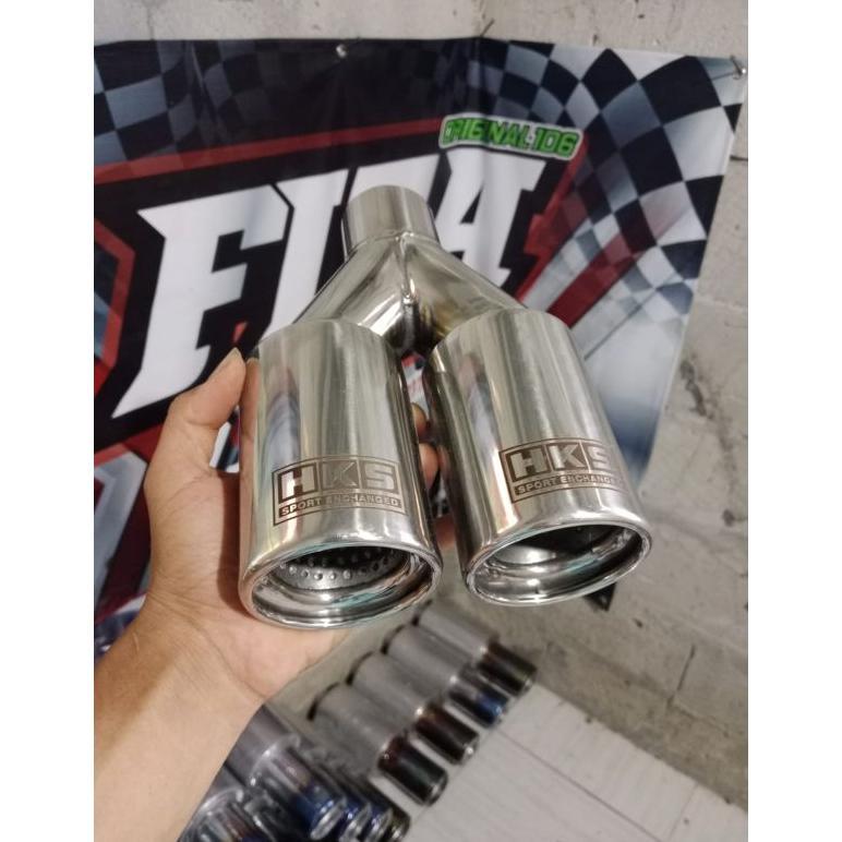 New Knalpot Hks Cabang Dua Full Stenlis Termurah Suara Bass Adem Bulet Untuk Semua Jenis Mobil
