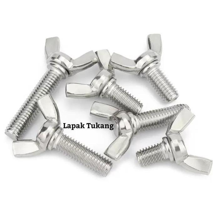 Wing Bolt M5X10 M5X16 M5X20 M5X25 M5X30 M5X35 Stainless 304 Baut Kuping Baut Kupu M5 Terbaik