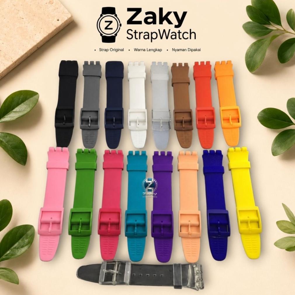 Strap Tali Jam Swatch Black Rebel New Gent Original Swatch Ukuran 17mm 19mm