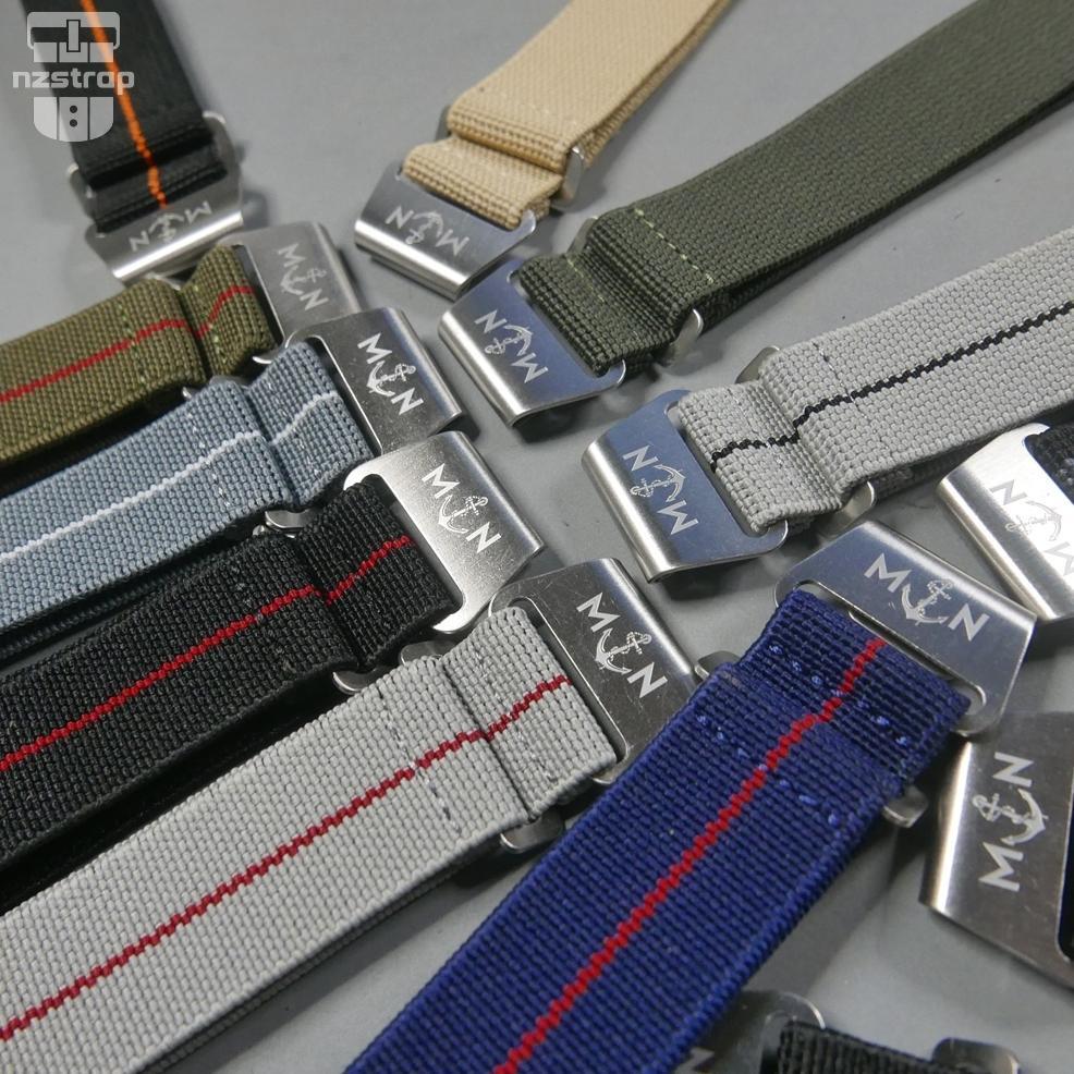 NZ Strap Tali Jam Tangan MN Strap Marine Nationale Elastic Nylon Strap Premium Strap Watch Size 18, 