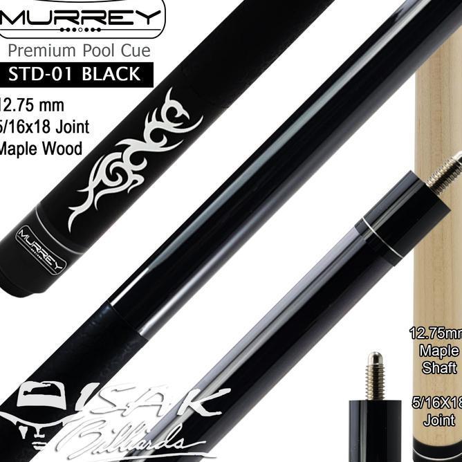 Murrey Std1 Maple Pool Billiard Cue Sti Stik Biliar Hitam