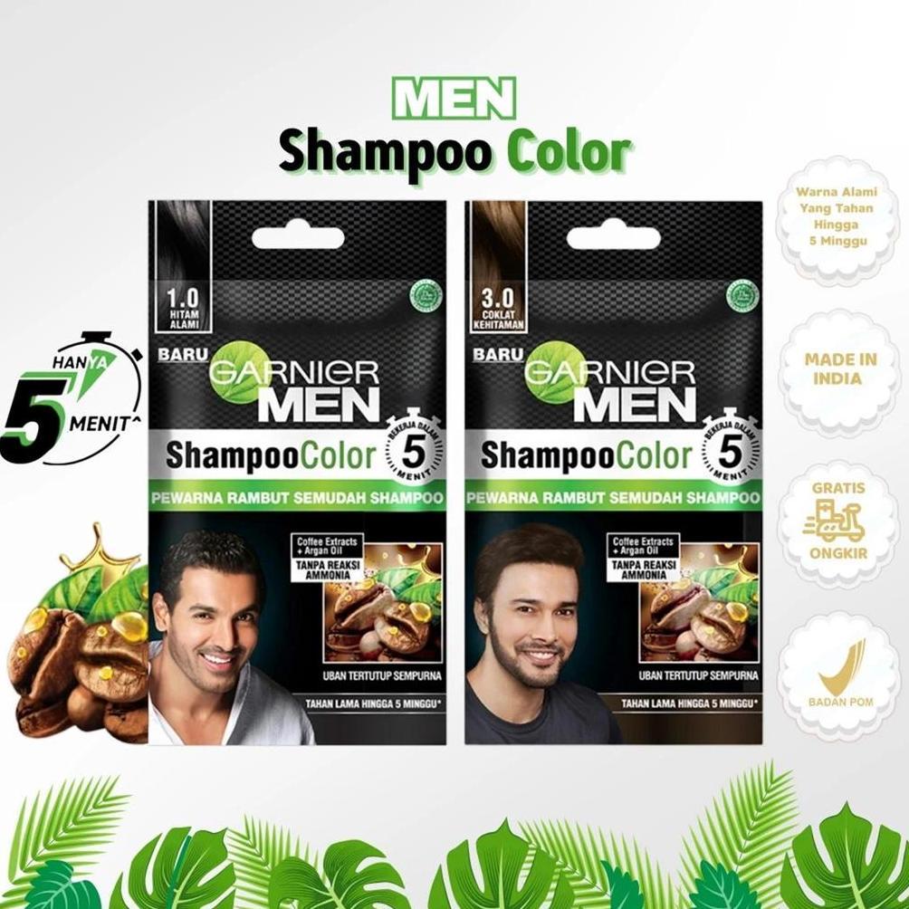 GARNIER Men Shampoo Hair Color Sachet / Pewarna Rambut Pria