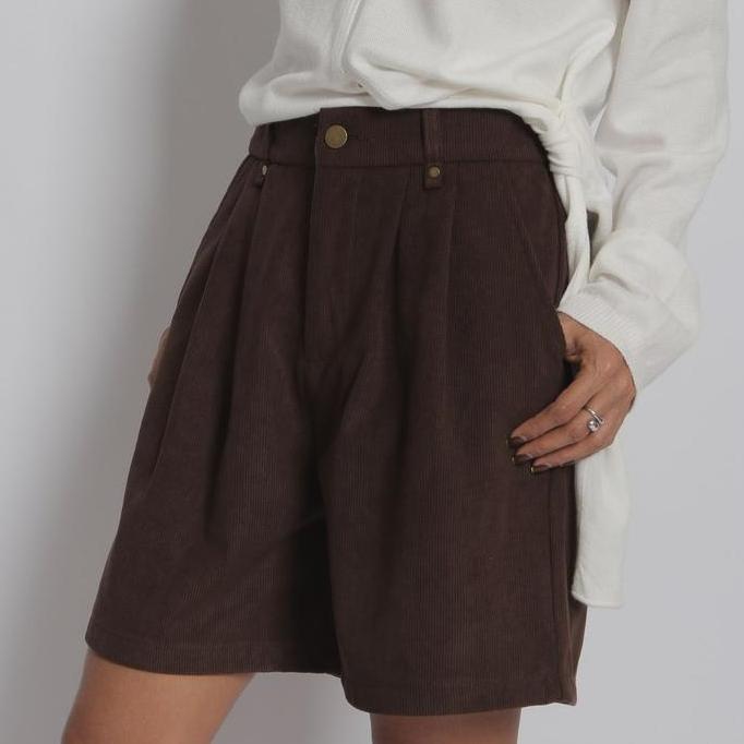 AMOURA PANTS- CELANA PENDEK WANITA BAHAN KORDUROY| BLACK / BLUE / BROWN / CREAM | M & L VSS